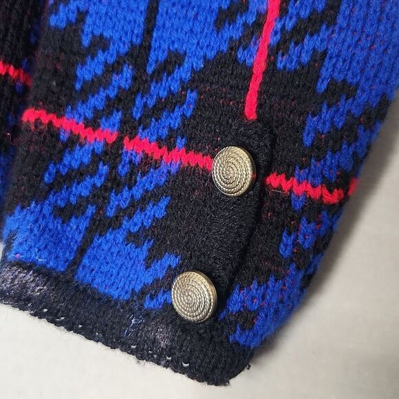 Vintage Y2K 90s TALLY-HO Women's Cardigan Sweater Coatigan Tartan Plaid - Picture 4 of 10